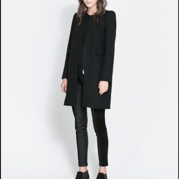 Zara Coat with Box Puff Sleeve Midi Jacket - Picture 6 of 12
